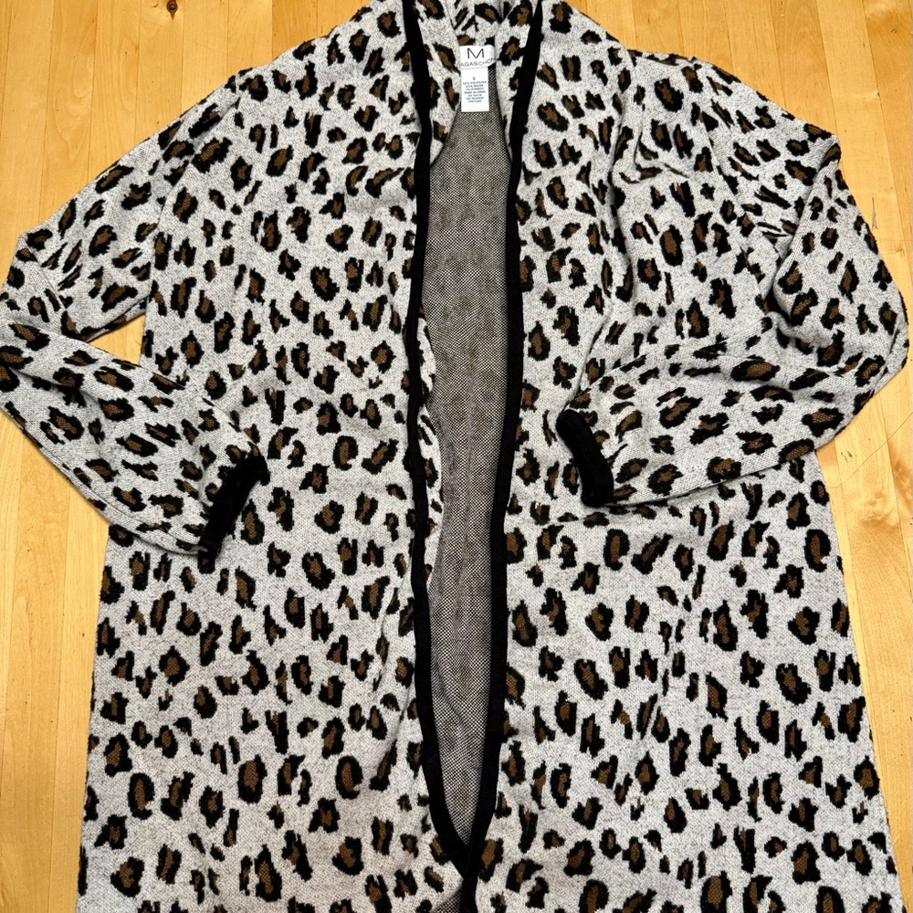 Magaschoni Animal Print Cardigan with Black Accents